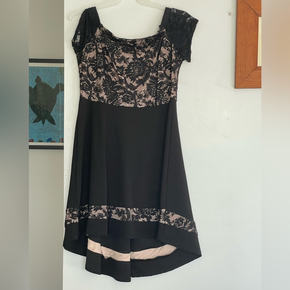 black and lace high low dress